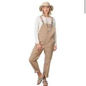 Kari Traa beige workwear bib with logo patch